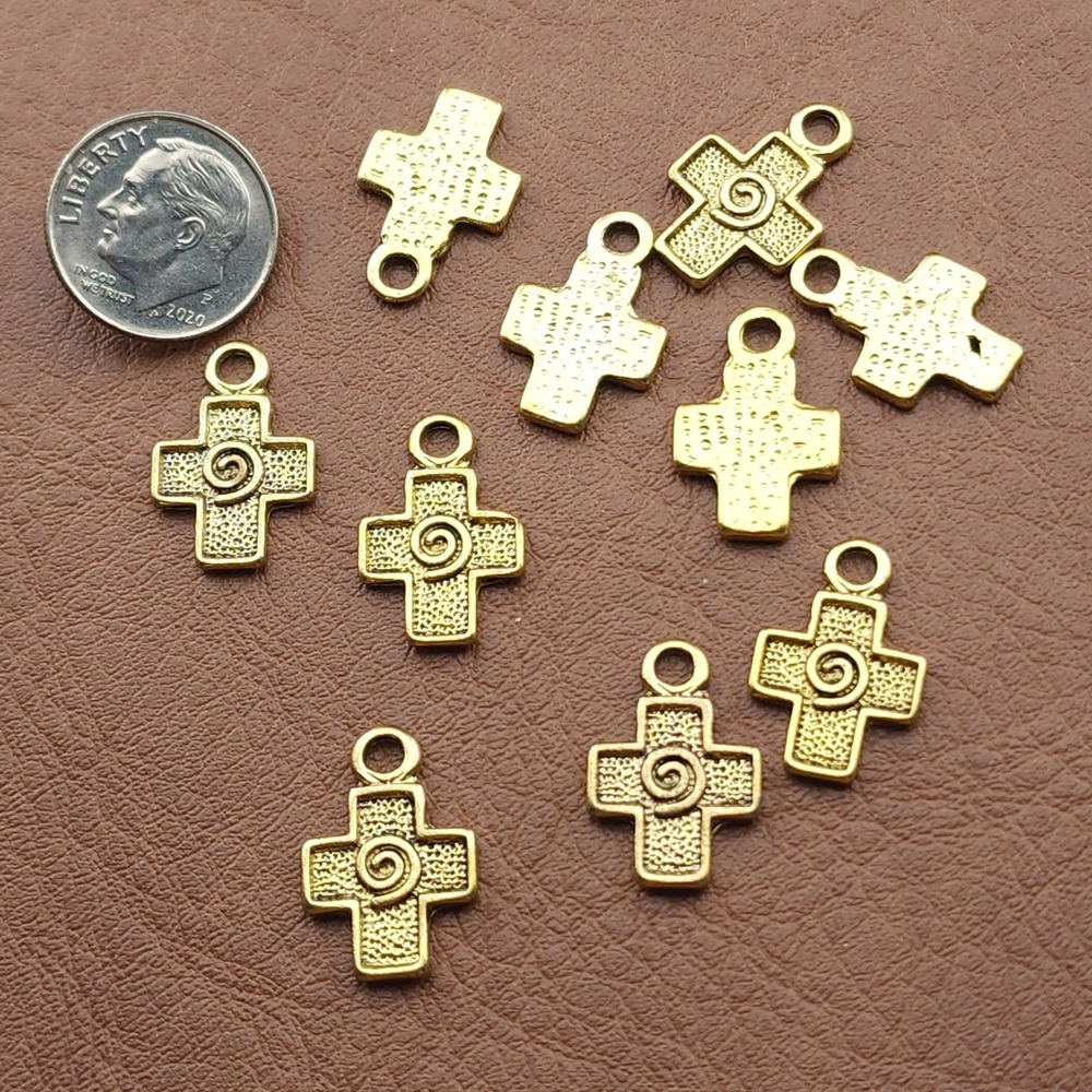 10pcs Goldtone Cross Charms